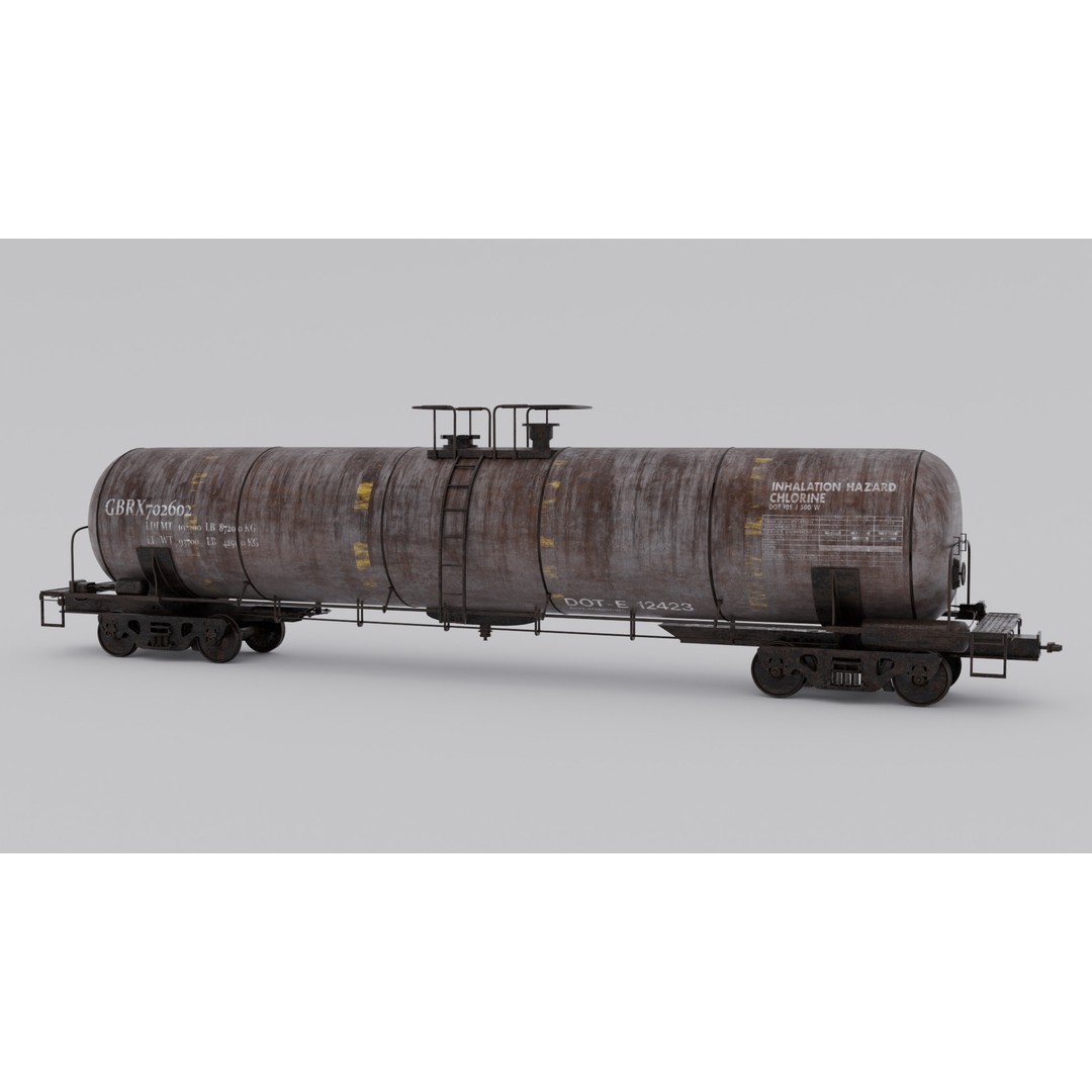Oil Tank Train Car 3D Model – Low Poly Game-Ready Asset, FBX - View 6