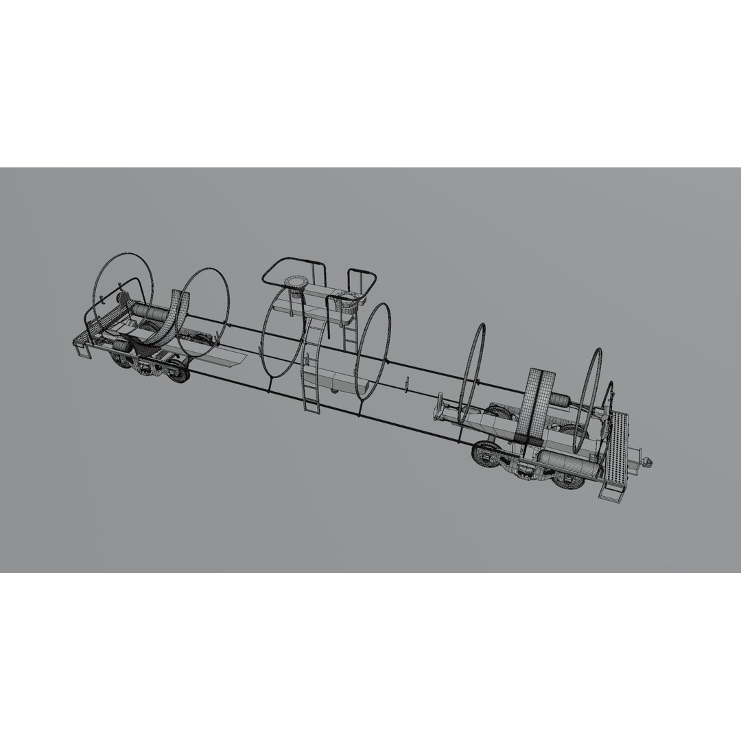 Oil Tank Train Car 3D Model – Low Poly Game-Ready Asset, FBX - View 8