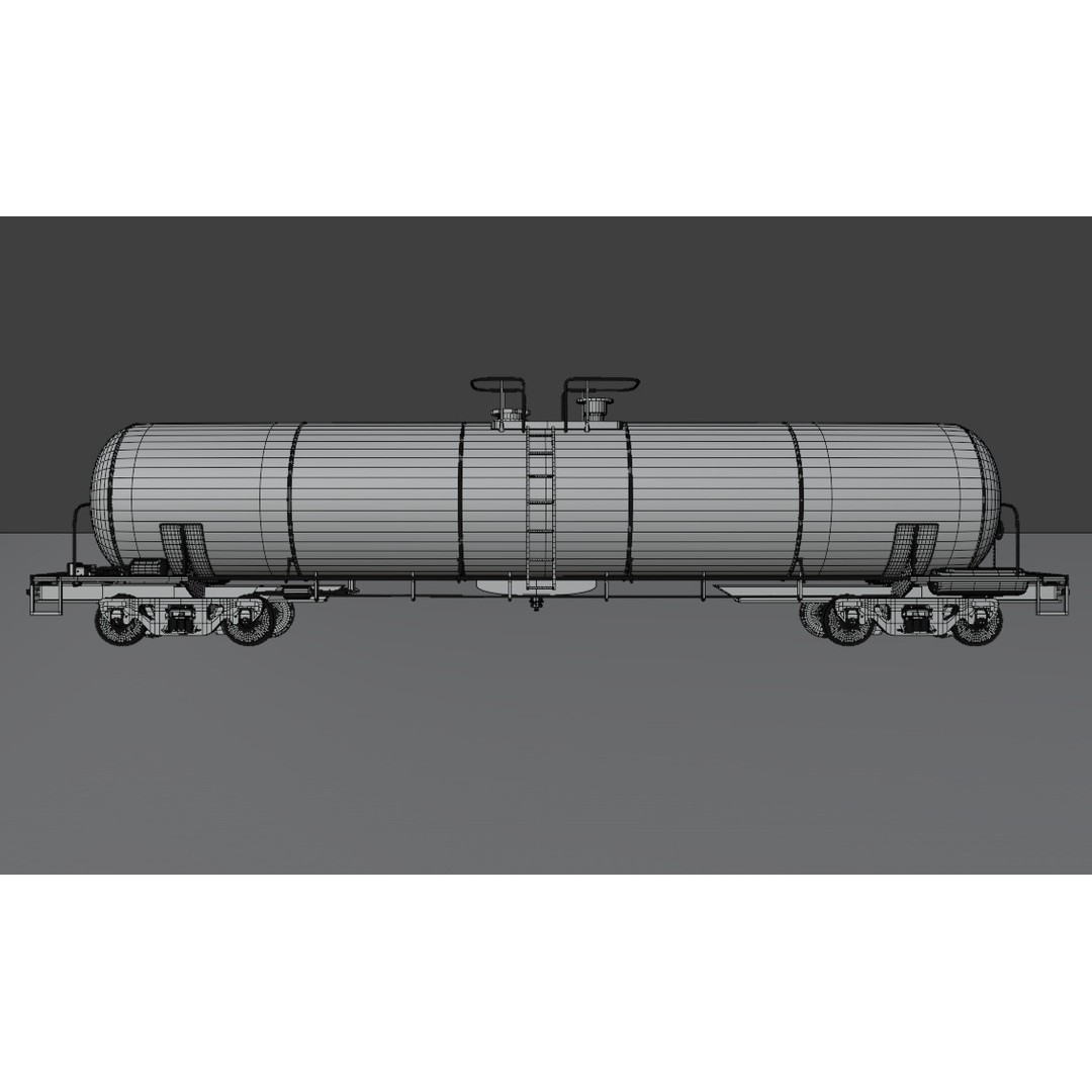 Oil Tank Train Car 3D Model – Low Poly Game-Ready Asset, FBX - View 9