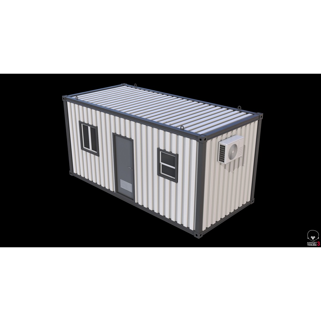 Construction Site Cabin 3D Model – Realistic Portable Office Asset, FBX