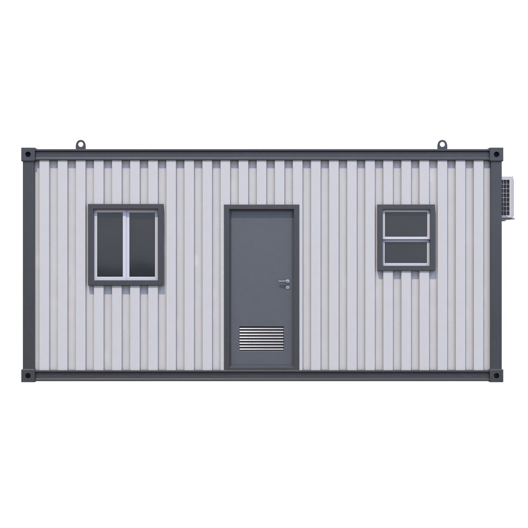 Construction Site Cabin 3D Model – Realistic Portable Office Asset, FBX - View 3