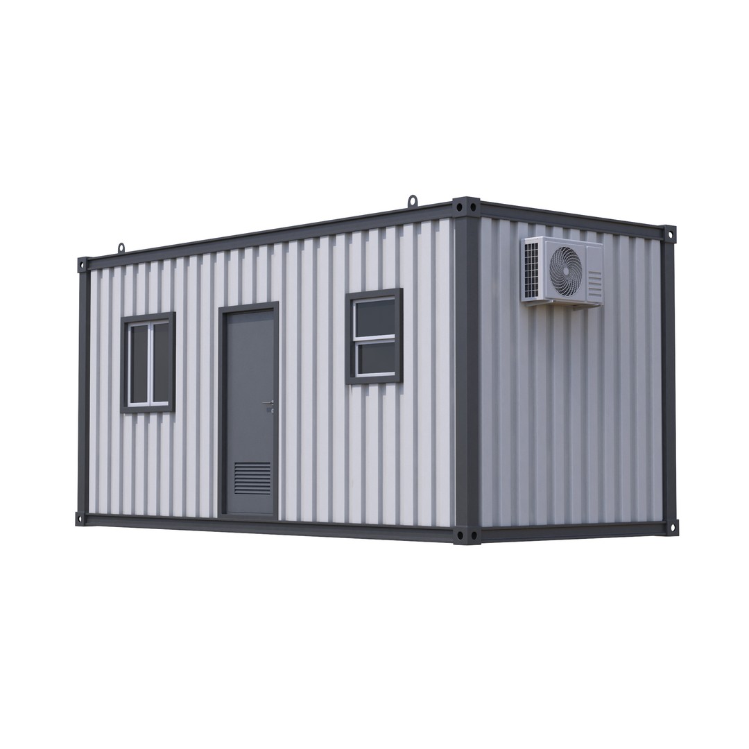 Construction Site Cabin 3D Model – Realistic Portable Office Asset, FBX - View 4