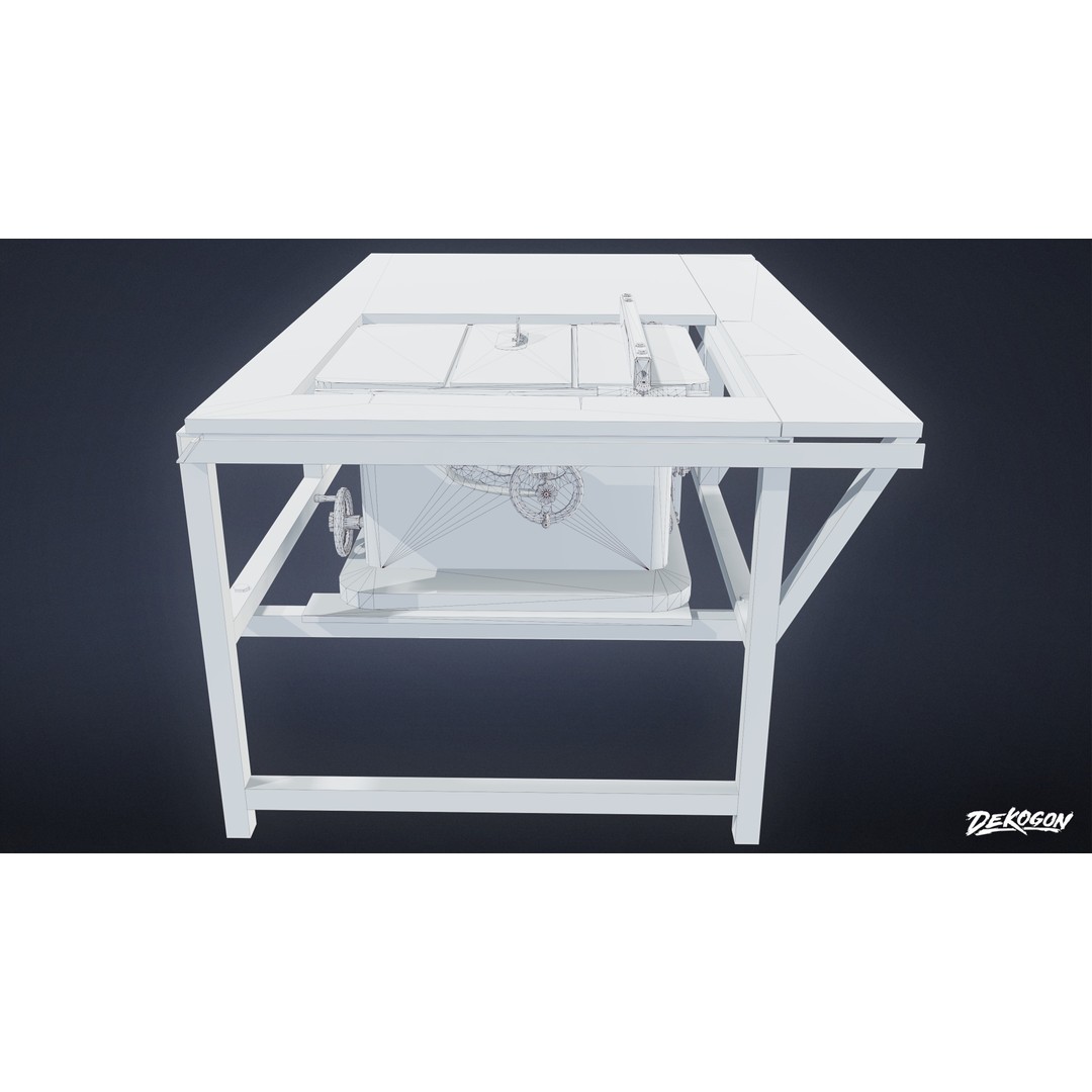 Industrial Work Bench Saw 3D Model – Low Poly Game Asset, FBX