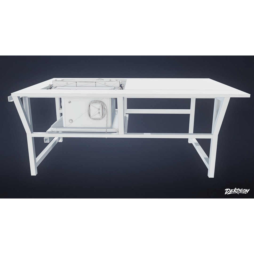 Industrial Work Bench Saw 3D Model – Low Poly Game Asset, FBX - View 10