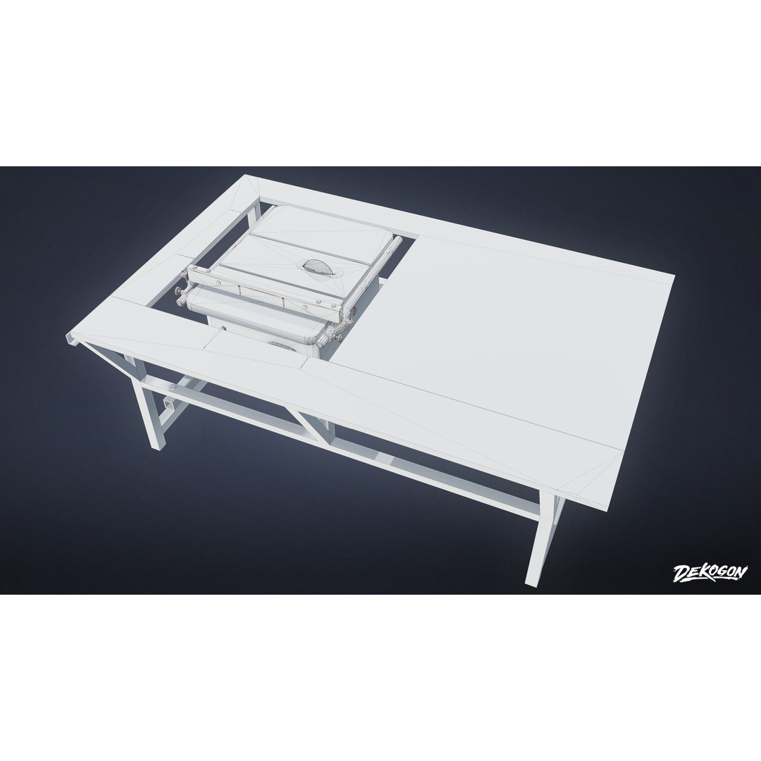 Industrial Work Bench Saw 3D Model – Low Poly Game Asset, FBX - View 9