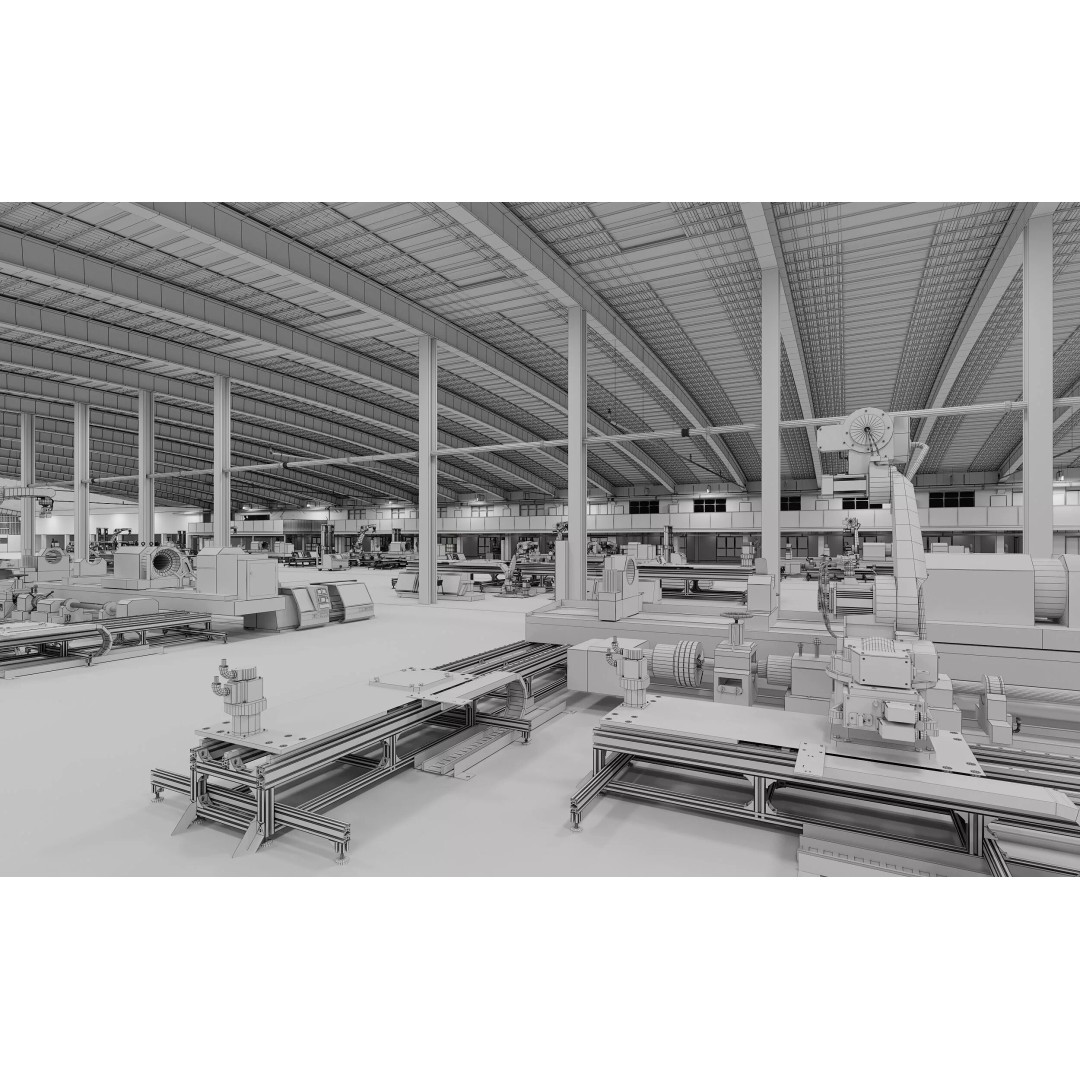 Factory Interior Scene 3D Model – Modern Industrial Design, FBX, Blender - View 12