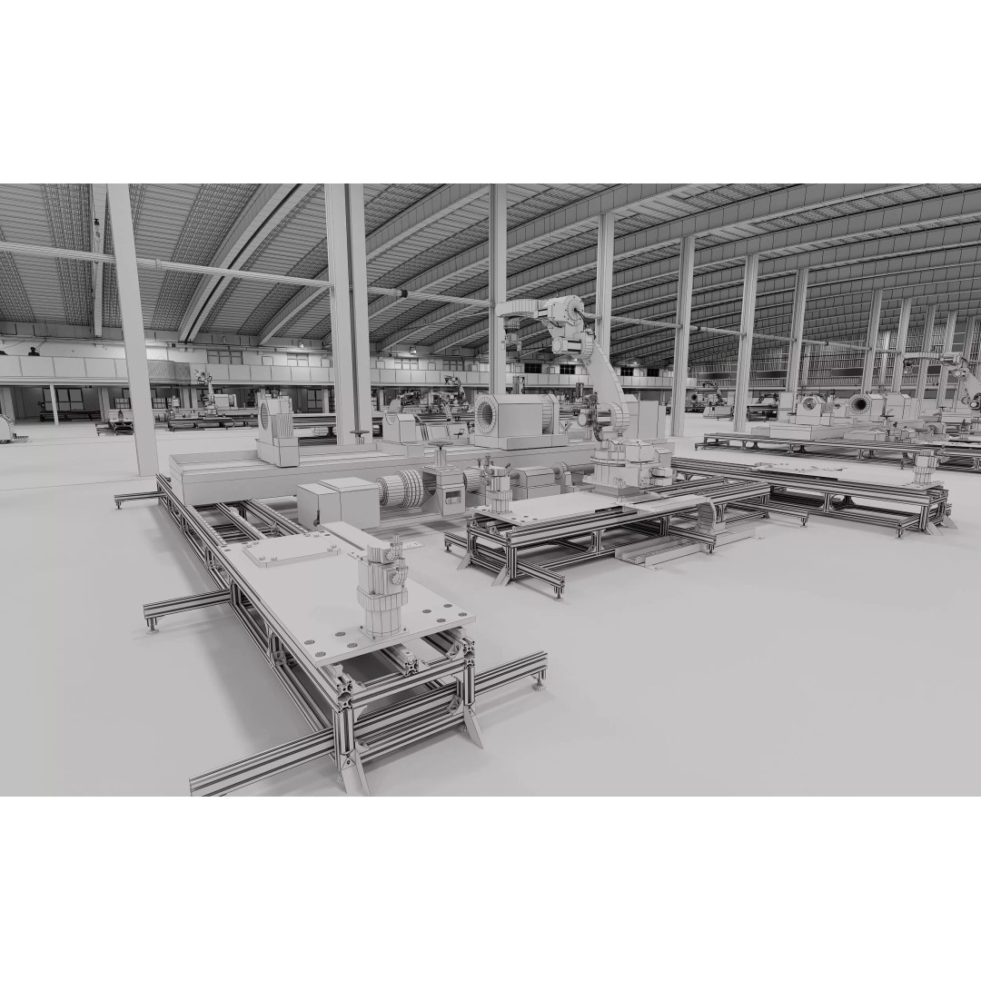 Factory Interior Scene 3D Model – Modern Industrial Design, FBX, Blender - View 14