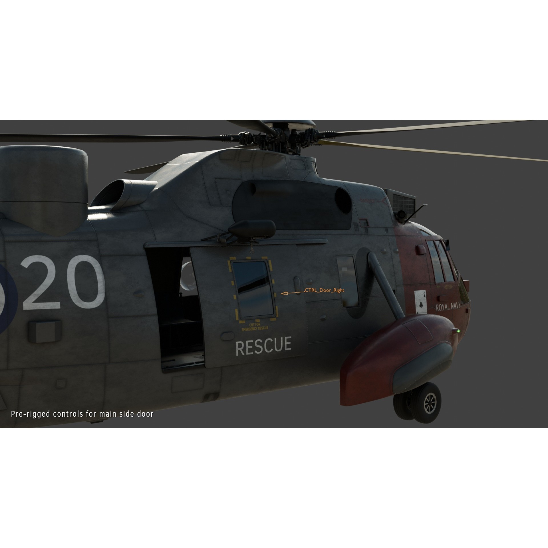 Westland Sea King HAR5 - Rigged PBR 3D Model - View 11