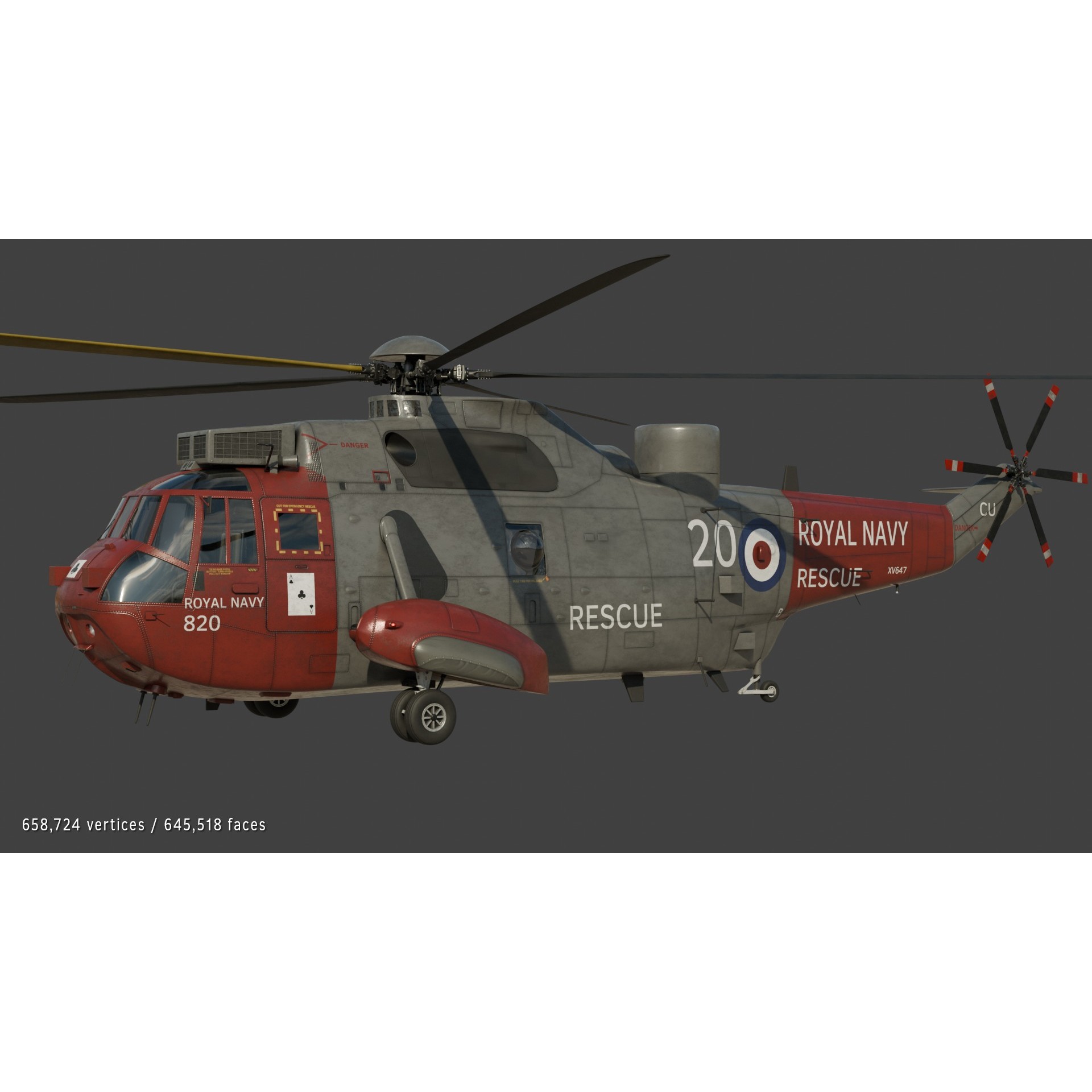 Westland Sea King HAR5 - Rigged PBR 3D Model - View 9