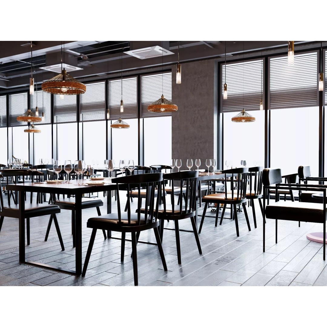 Industrial Loft Restaurant 3D Model – Modern Dining Interior, FBX, OBJ - View 11
