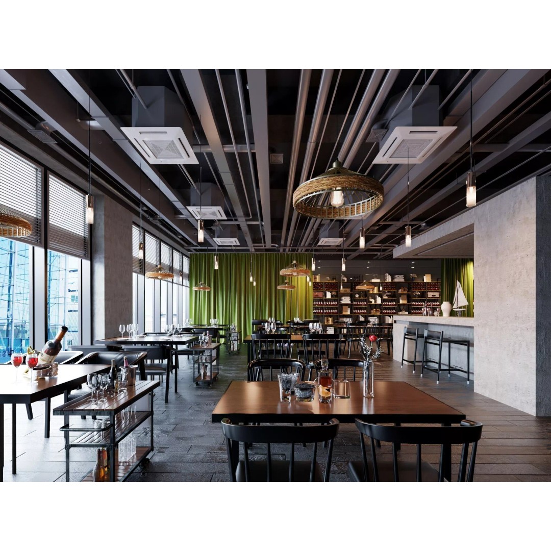 Industrial Loft Restaurant 3D Model – Modern Dining Interior, FBX, OBJ - View 15