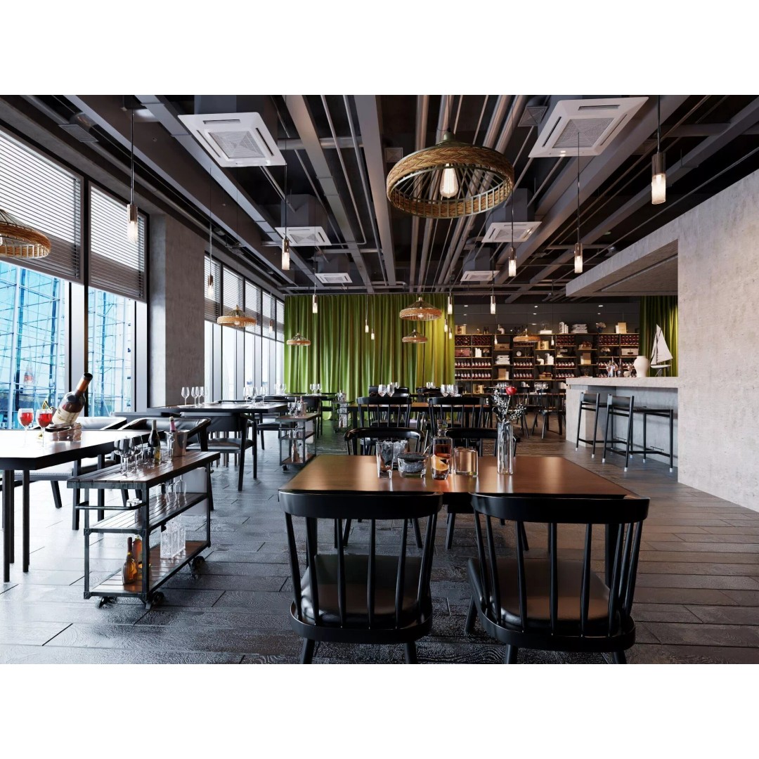 Industrial Loft Restaurant 3D Model – Modern Dining Interior, FBX, OBJ - View 2