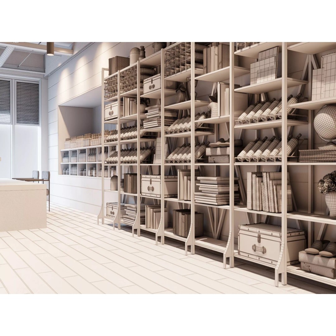Industrial Loft Restaurant 3D Model – Modern Dining Interior, FBX, OBJ - View 24