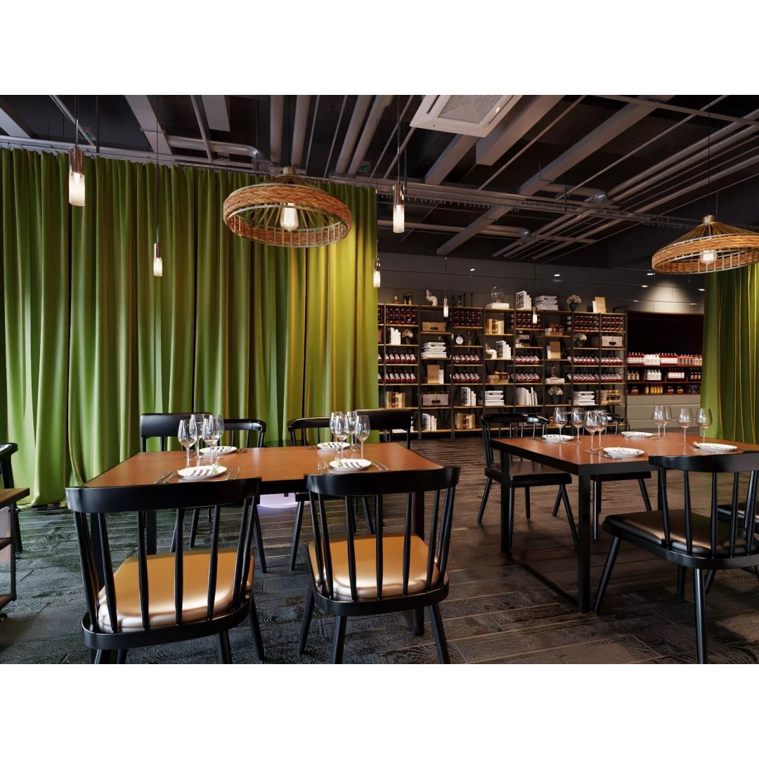 Industrial Loft Restaurant 3D Model – Modern Dining Interior, FBX, OBJ - View 4