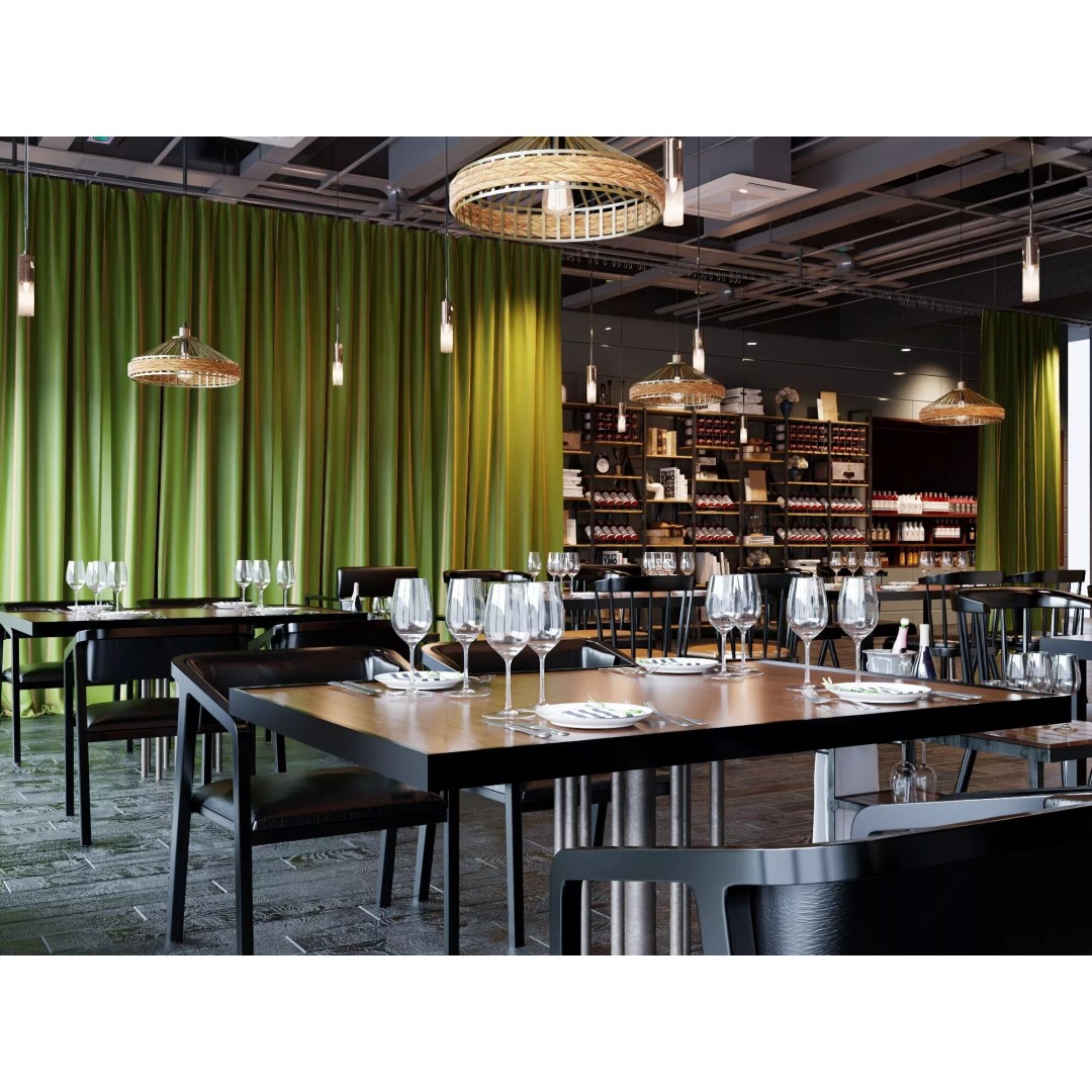 Industrial Loft Restaurant 3D Model – Modern Dining Interior, FBX, OBJ - View 7