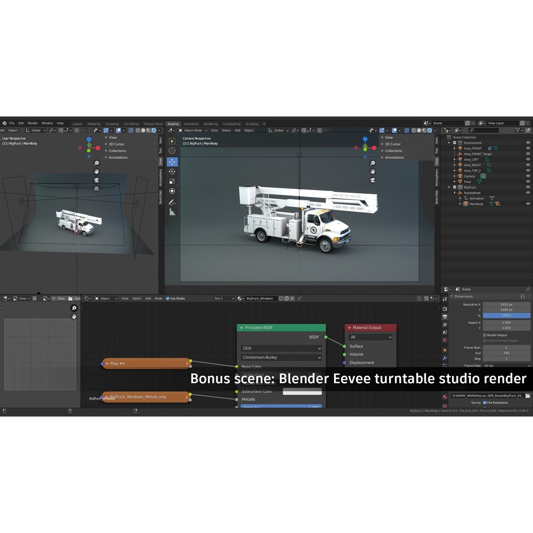 Utility Bucket Truck 3D Model – Low-Poly PBR Game Asset, FBX, Blender - View 10
