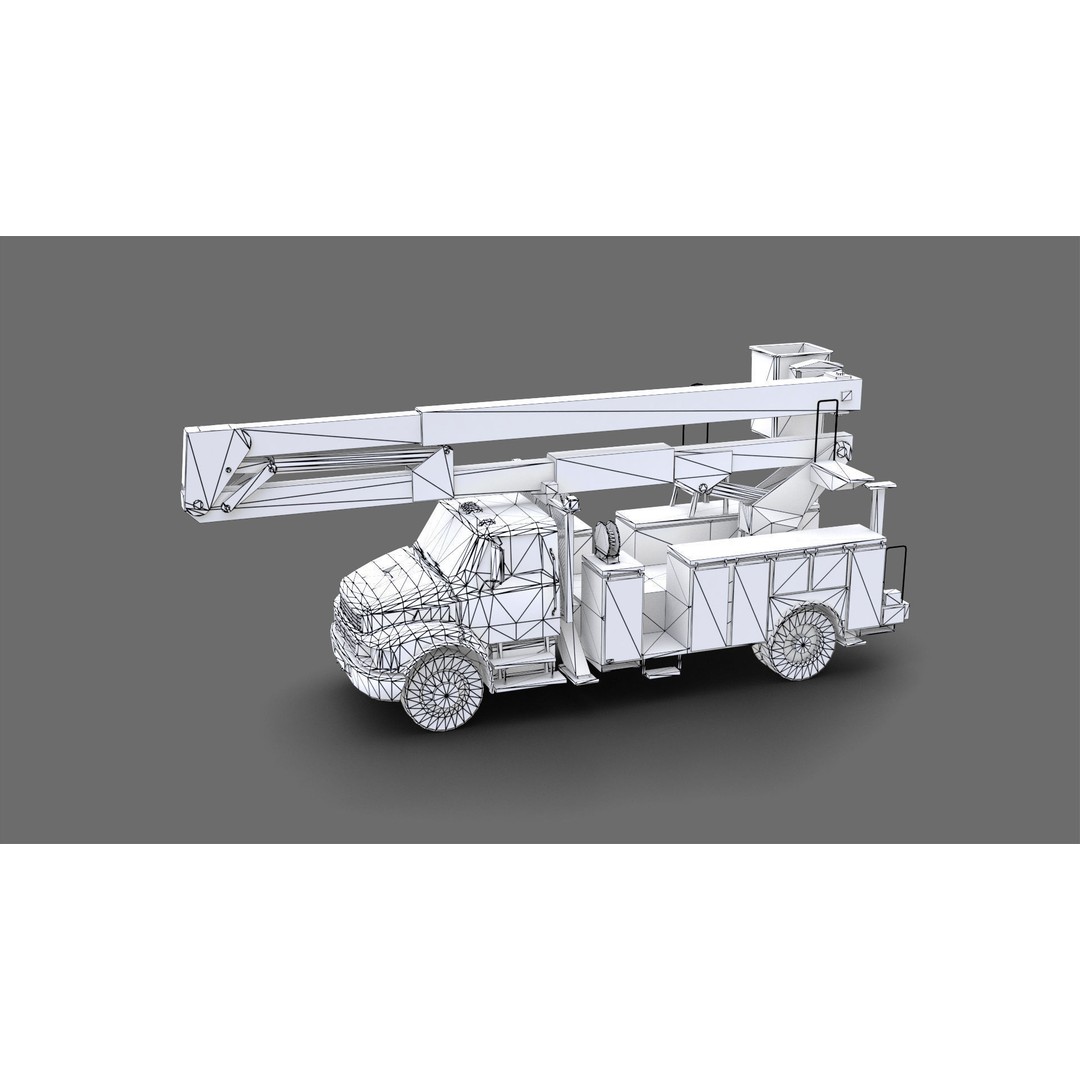 Utility Bucket Truck 3D Model – Low-Poly PBR Game Asset, FBX, Blender - View 12