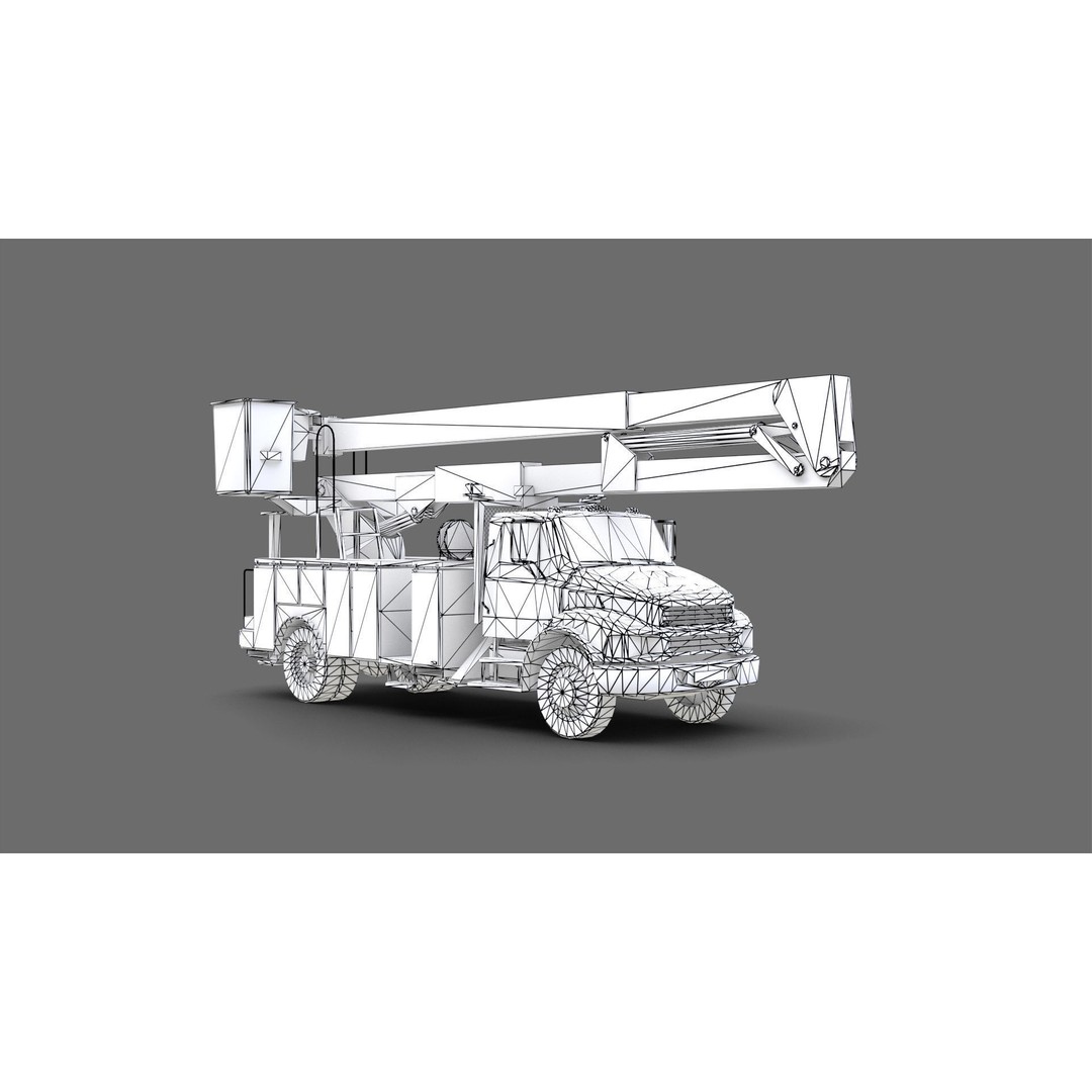 Utility Bucket Truck 3D Model – Low-Poly PBR Game Asset, FBX, Blender - View 13