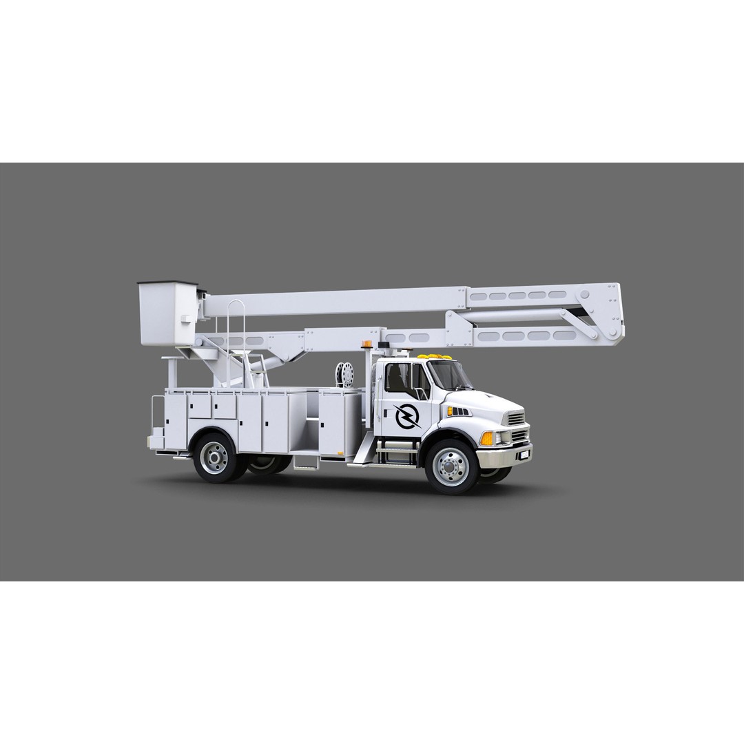 Utility Bucket Truck 3D Model – Low-Poly PBR Game Asset, FBX, Blender - View 3