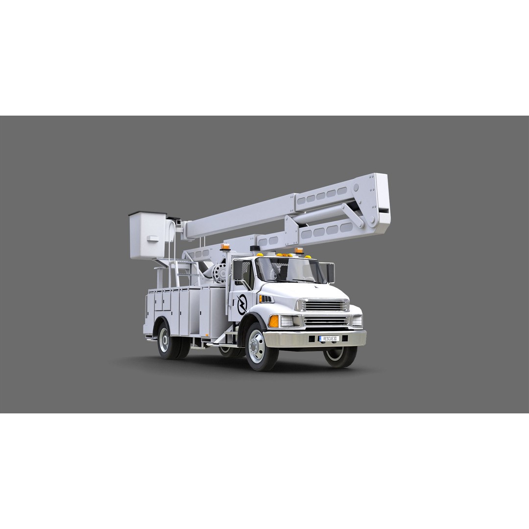 Utility Bucket Truck 3D Model – Low-Poly PBR Game Asset, FBX, Blender - View 4