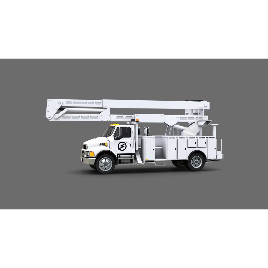 Utility Bucket Truck 3D Model – Low-Poly PBR Game Asset, FBX, Blender - View 6