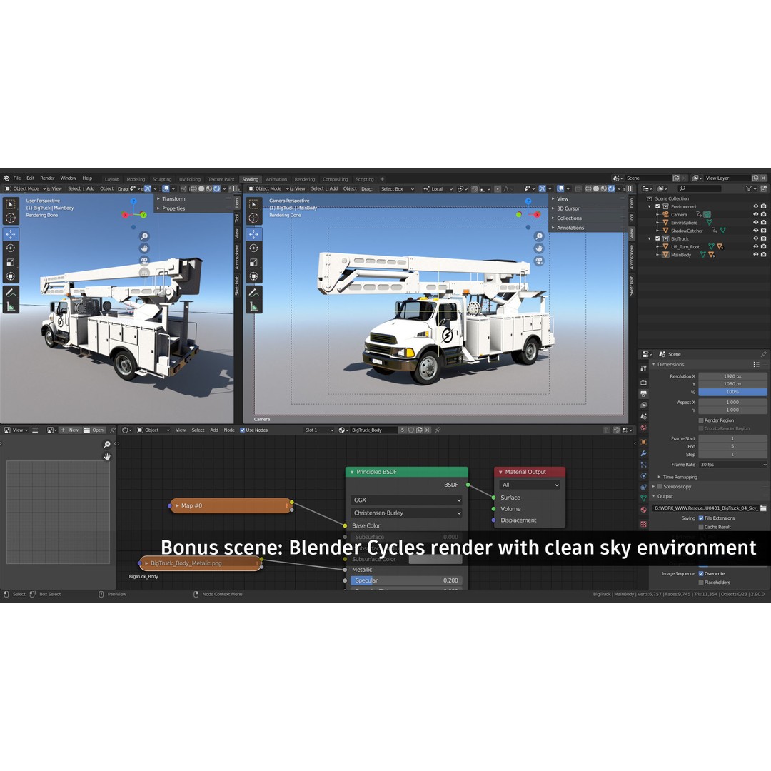Utility Bucket Truck 3D Model – Low-Poly PBR Game Asset, FBX, Blender - View 8