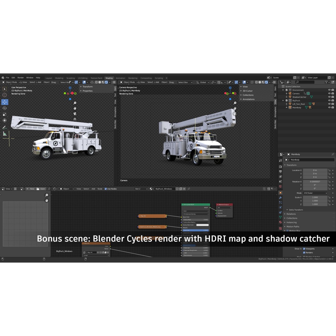 Utility Bucket Truck 3D Model – Low-Poly PBR Game Asset, FBX, Blender - View 9