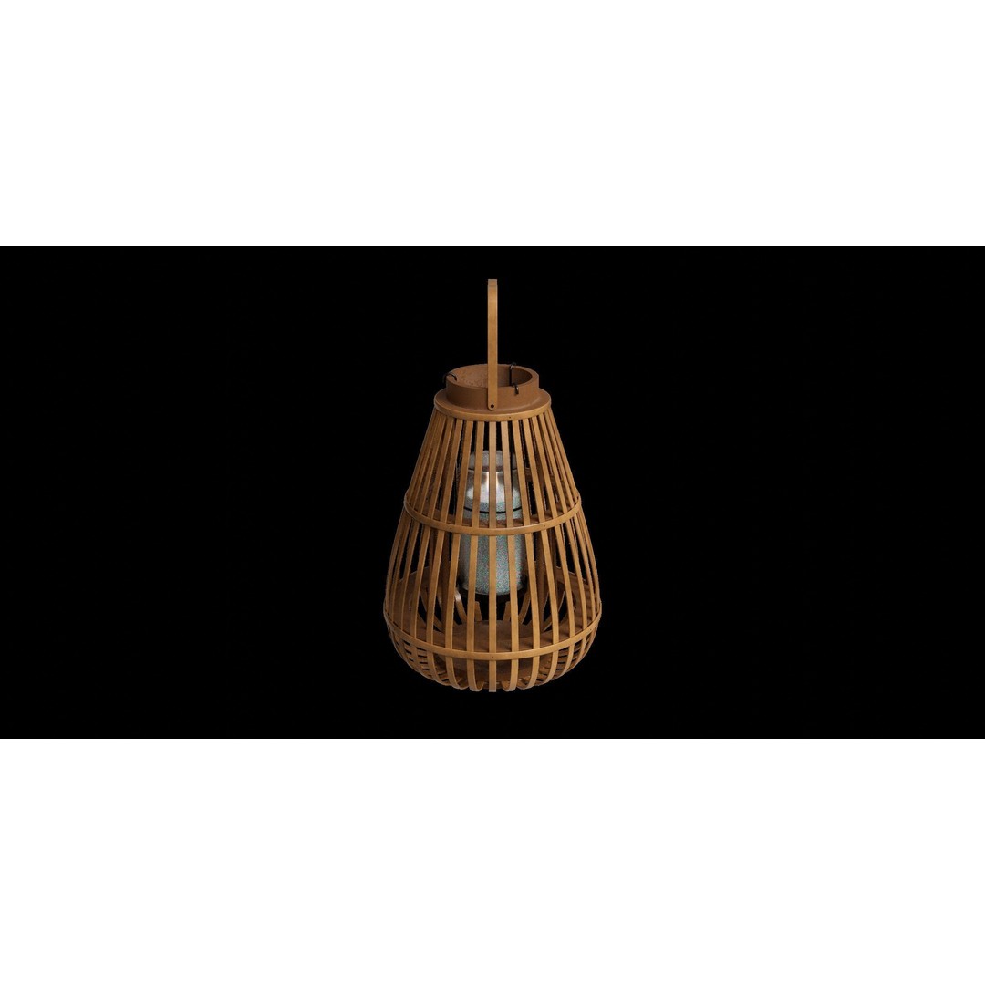 Large Wood Floor Lantern 3D Model – Low Poly PBR Asset for Interior Decor - View 10