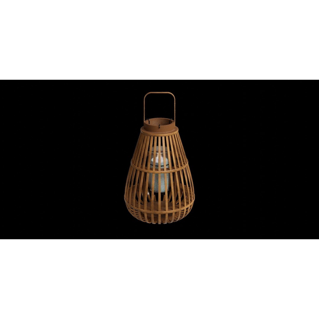 Large Wood Floor Lantern 3D Model – Low Poly PBR Asset for Interior Decor - View 11
