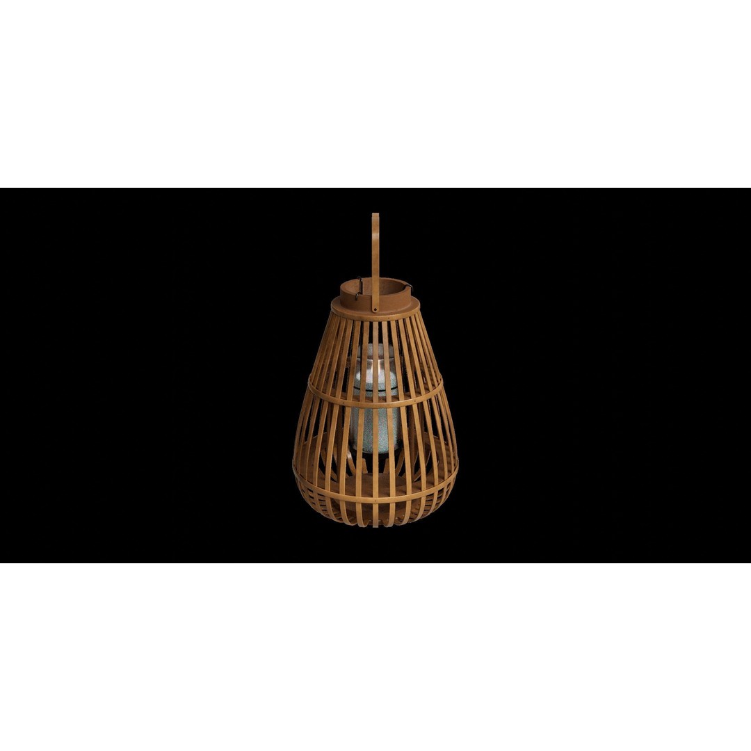 Large Wood Floor Lantern 3D Model – Low Poly PBR Asset for Interior Decor - View 12