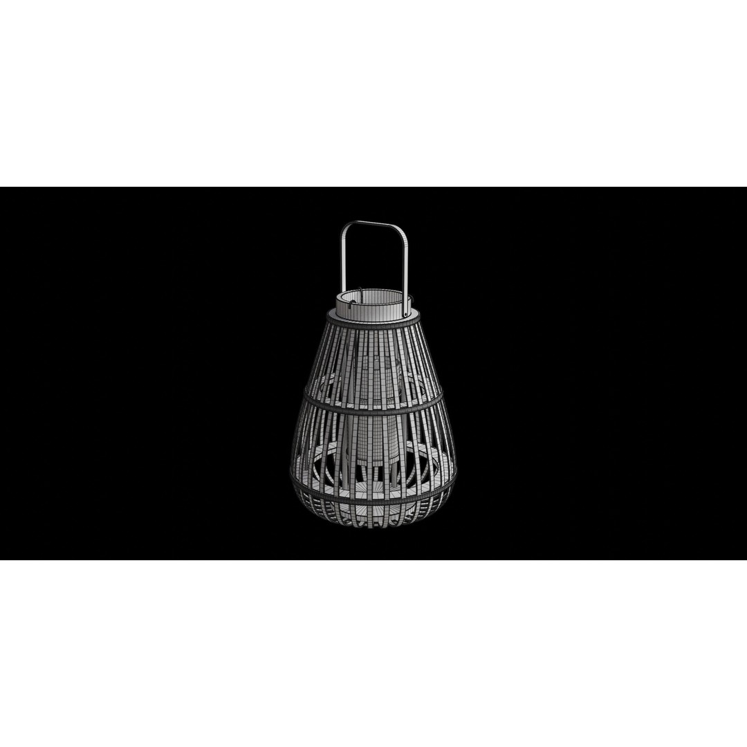 Large Wood Floor Lantern 3D Model – Low Poly PBR Asset for Interior Decor - View 4