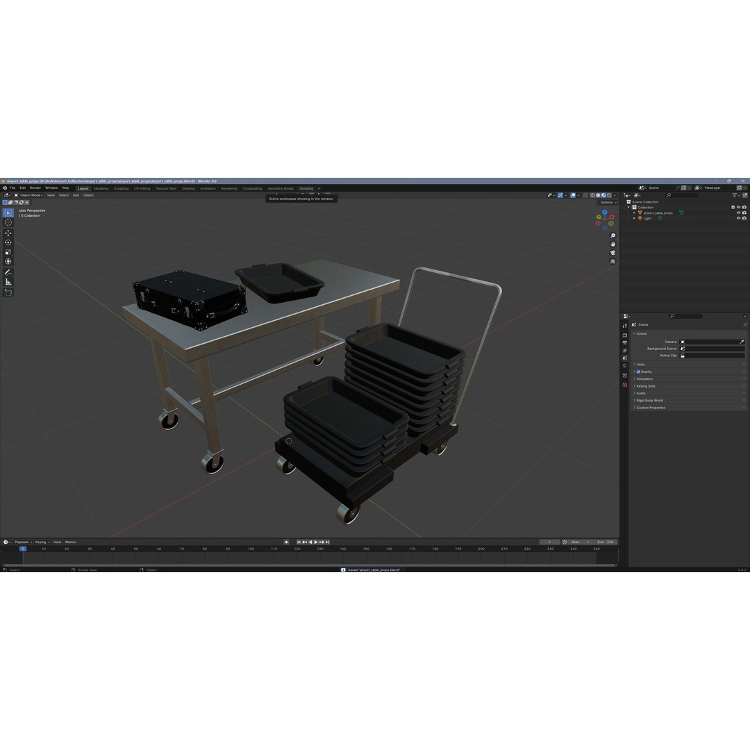 Airport Table Props 3D Model – Low-Poly Game Asset, FBX, OBJ, Blender - View 13