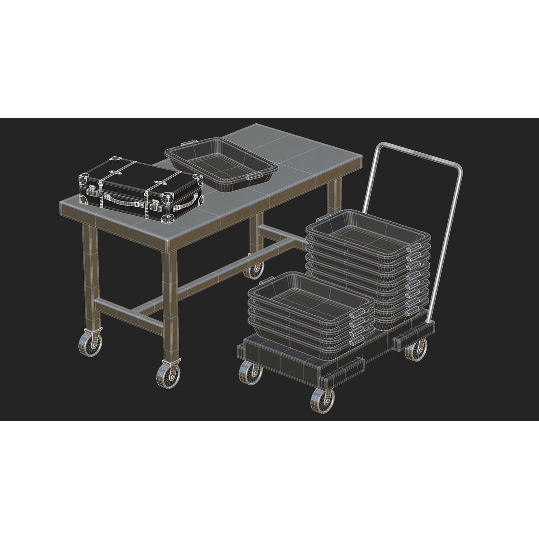 Airport Table Props 3D Model – Low-Poly Game Asset, FBX, OBJ, Blender - View 18