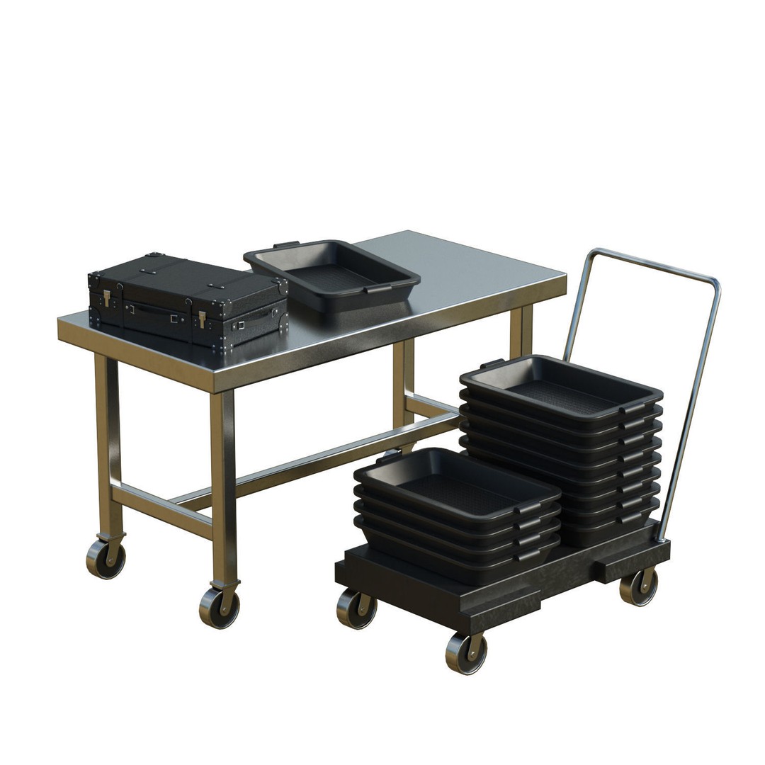 Airport Table Props 3D Model – Low-Poly Game Asset, FBX, OBJ, Blender - View 3