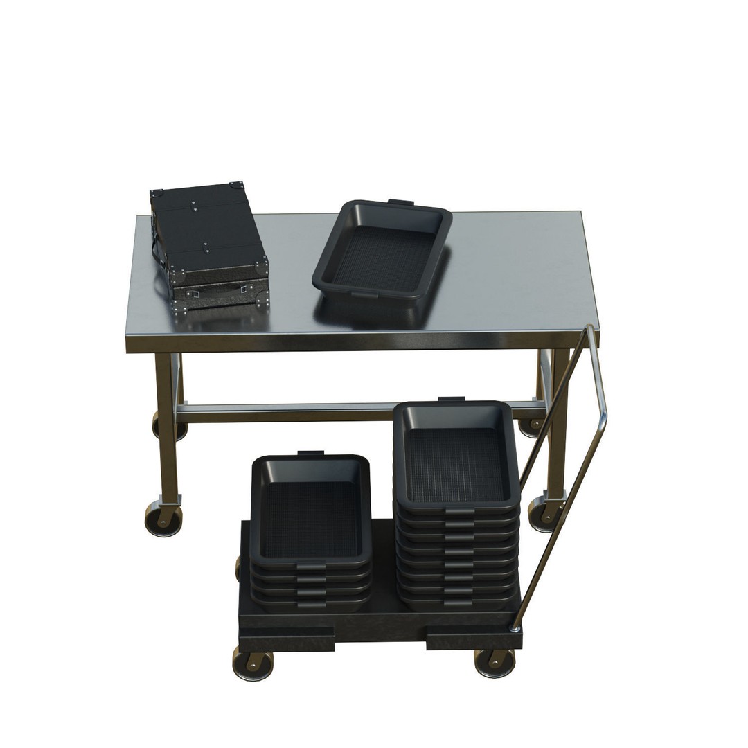 Airport Table Props 3D Model – Low-Poly Game Asset, FBX, OBJ, Blender - View 4