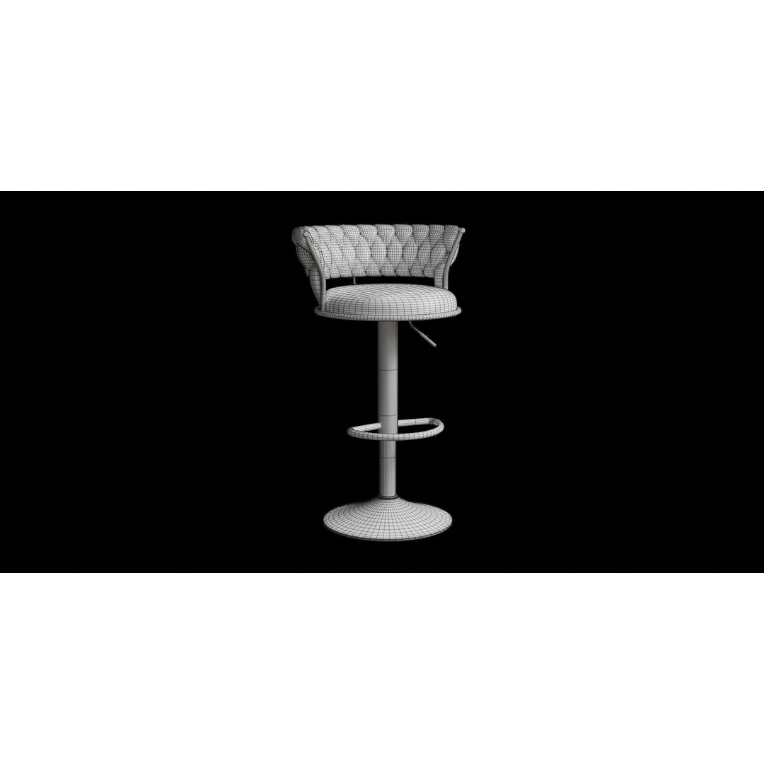 Vintage Swivel Adjustable Height Stool 3D Model – Low Poly Bar Stool, PBR Textures, FBX - View 4
