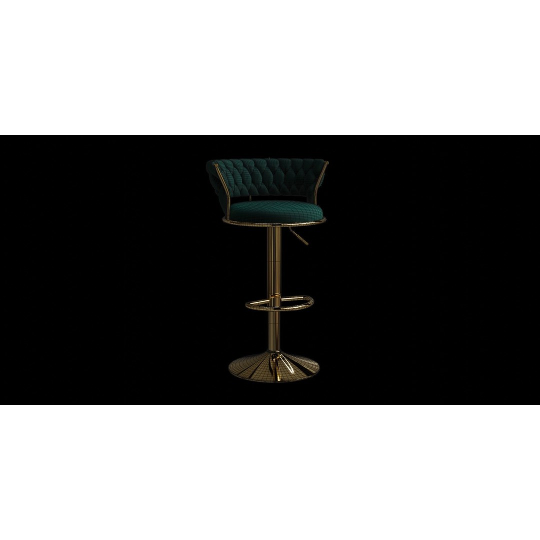 Vintage Swivel Adjustable Height Stool 3D Model – Low Poly Bar Stool, PBR Textures, FBX - View 5
