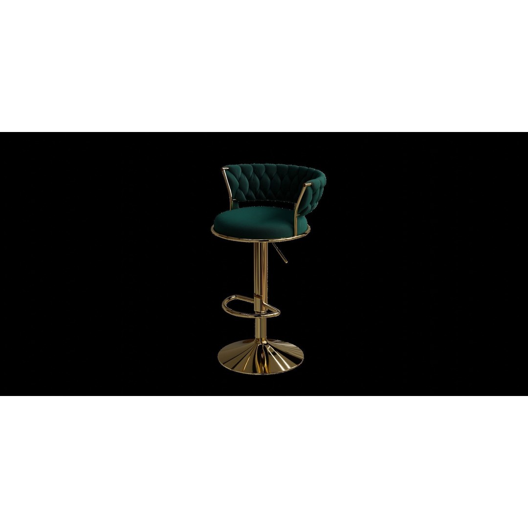 Vintage Swivel Adjustable Height Stool 3D Model – Low Poly Bar Stool, PBR Textures, FBX - View 6