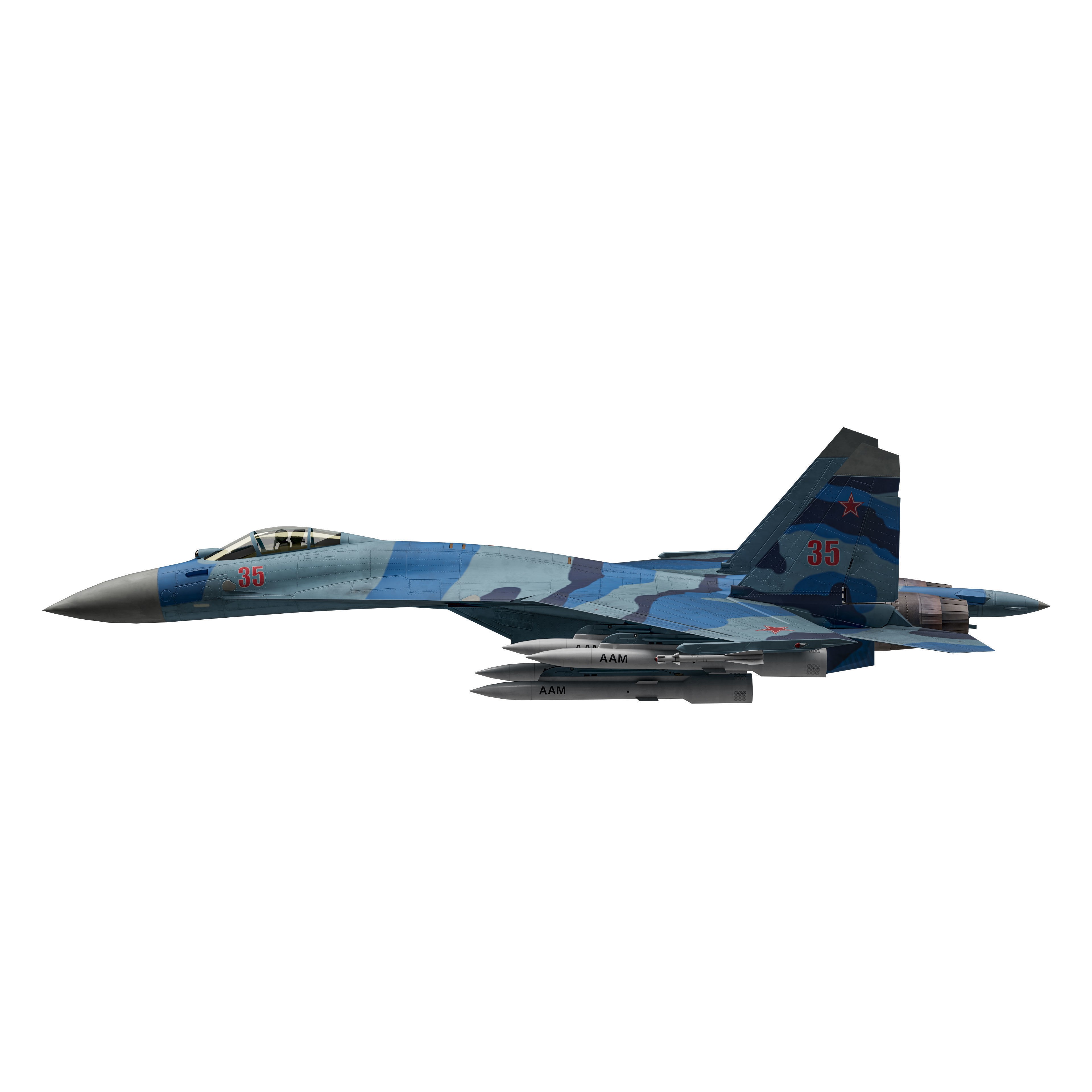 Su-35 Flanker-E - Low-Poly Game-Ready 3D Model - View 10
