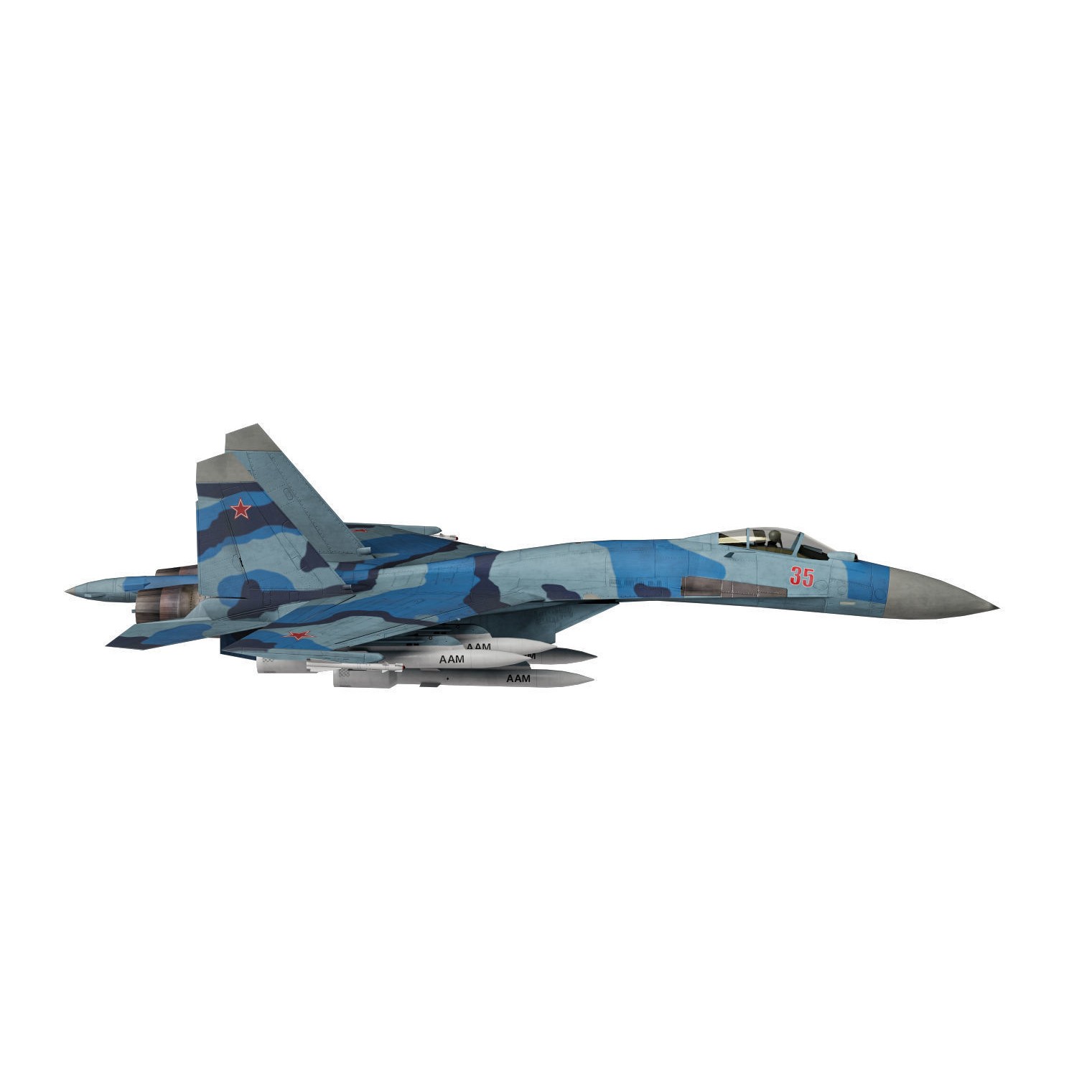 Su-35 Flanker-E - Low-Poly Game-Ready 3D Model - View 11