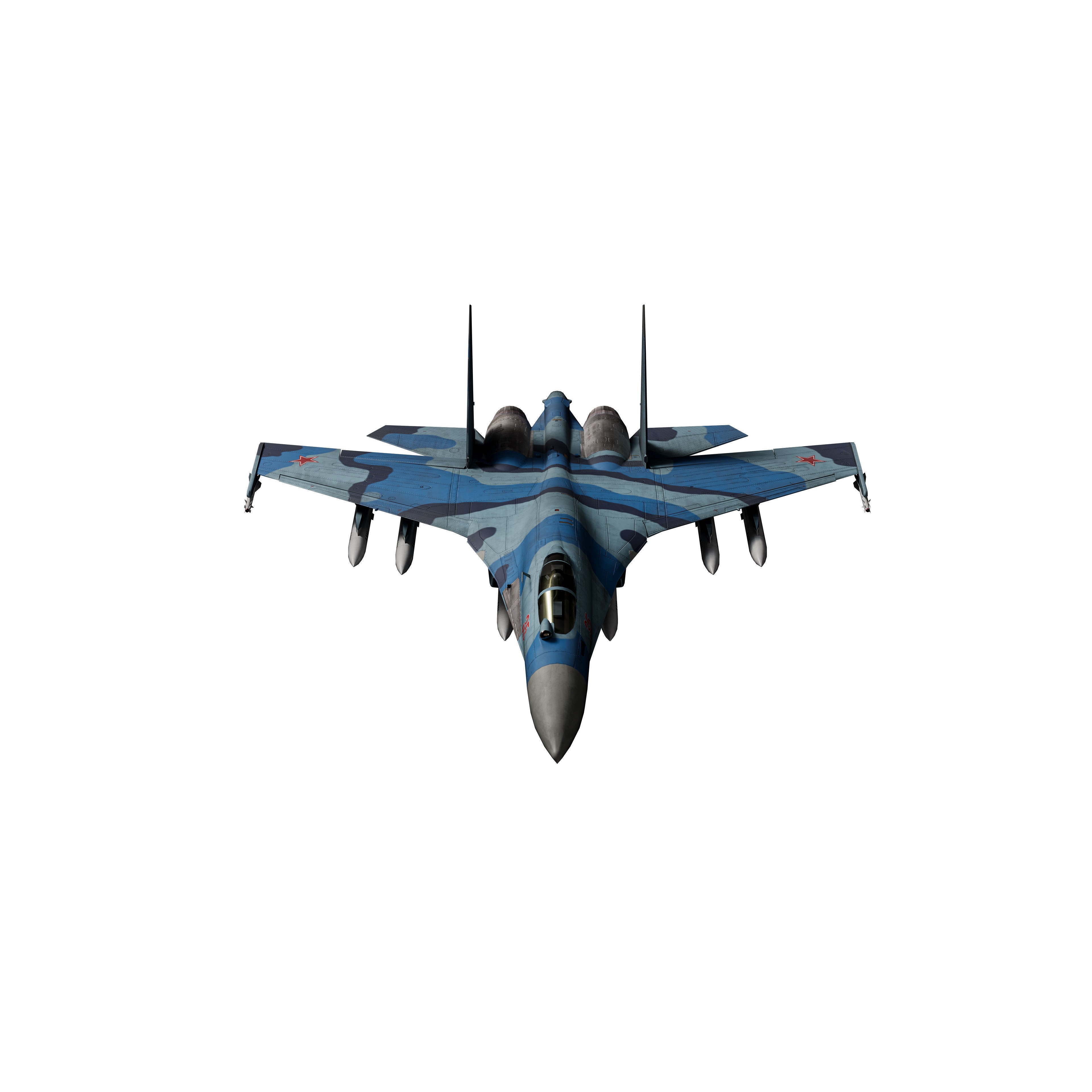 Su-35 Flanker-E - Low-Poly Game-Ready 3D Model - View 13