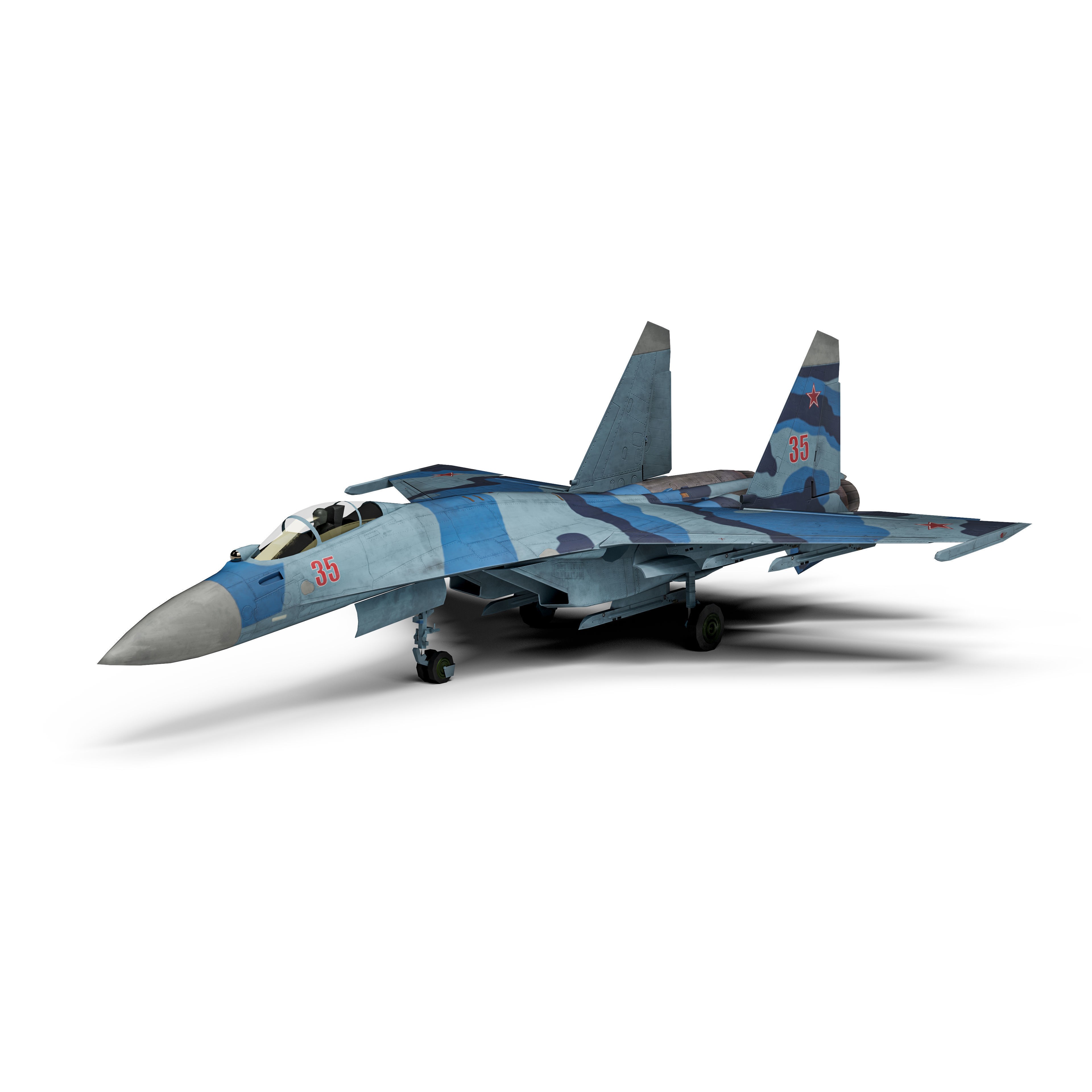 Su-35 Flanker-E - Low-Poly Game-Ready 3D Model - View 14