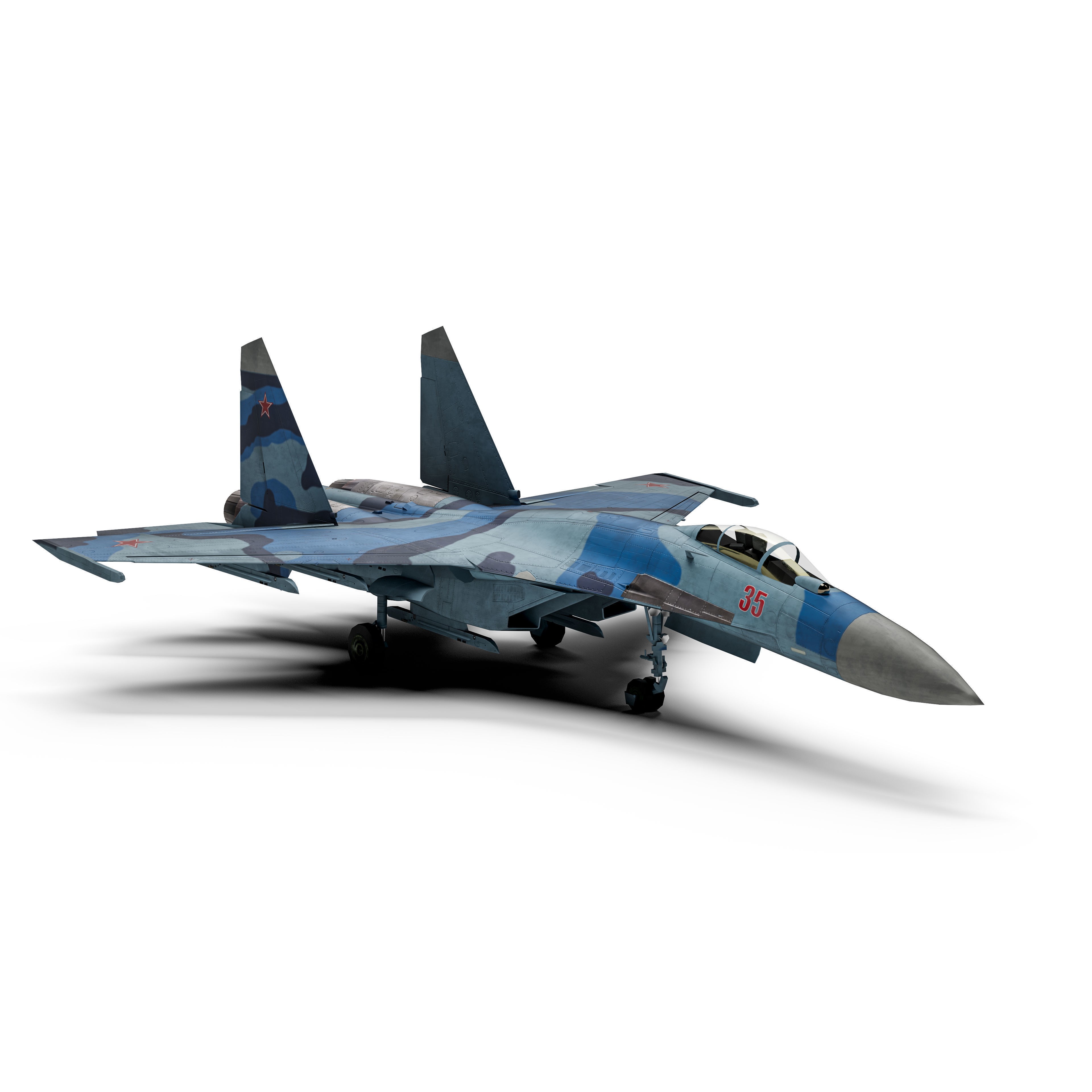 Su-35 Flanker-E - Low-Poly Game-Ready 3D Model - View 15