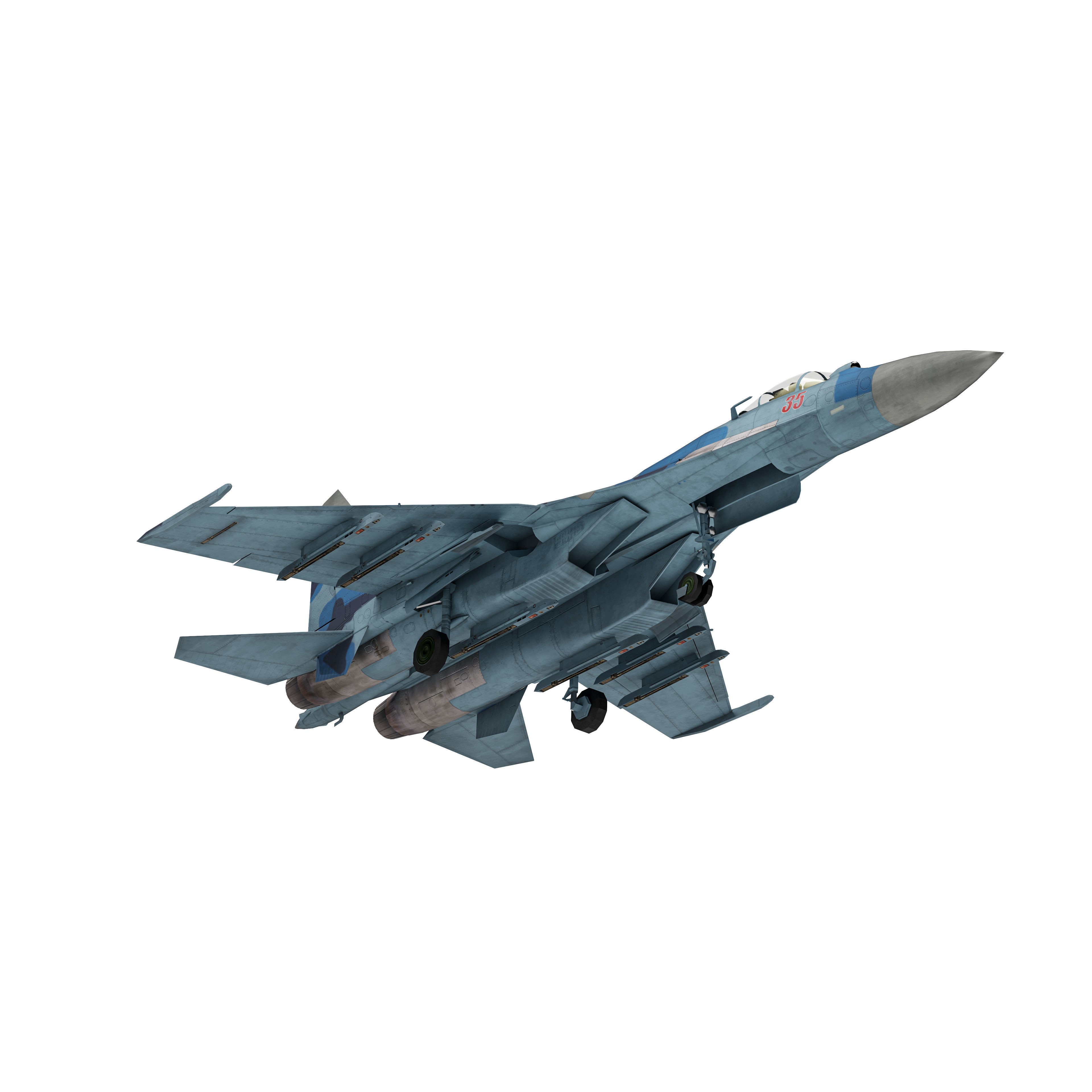 Su-35 Flanker-E - Low-Poly Game-Ready 3D Model - View 16