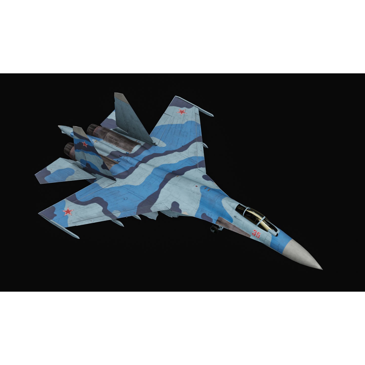Su-35 Flanker-E - Low-Poly Game-Ready 3D Model - View 17
