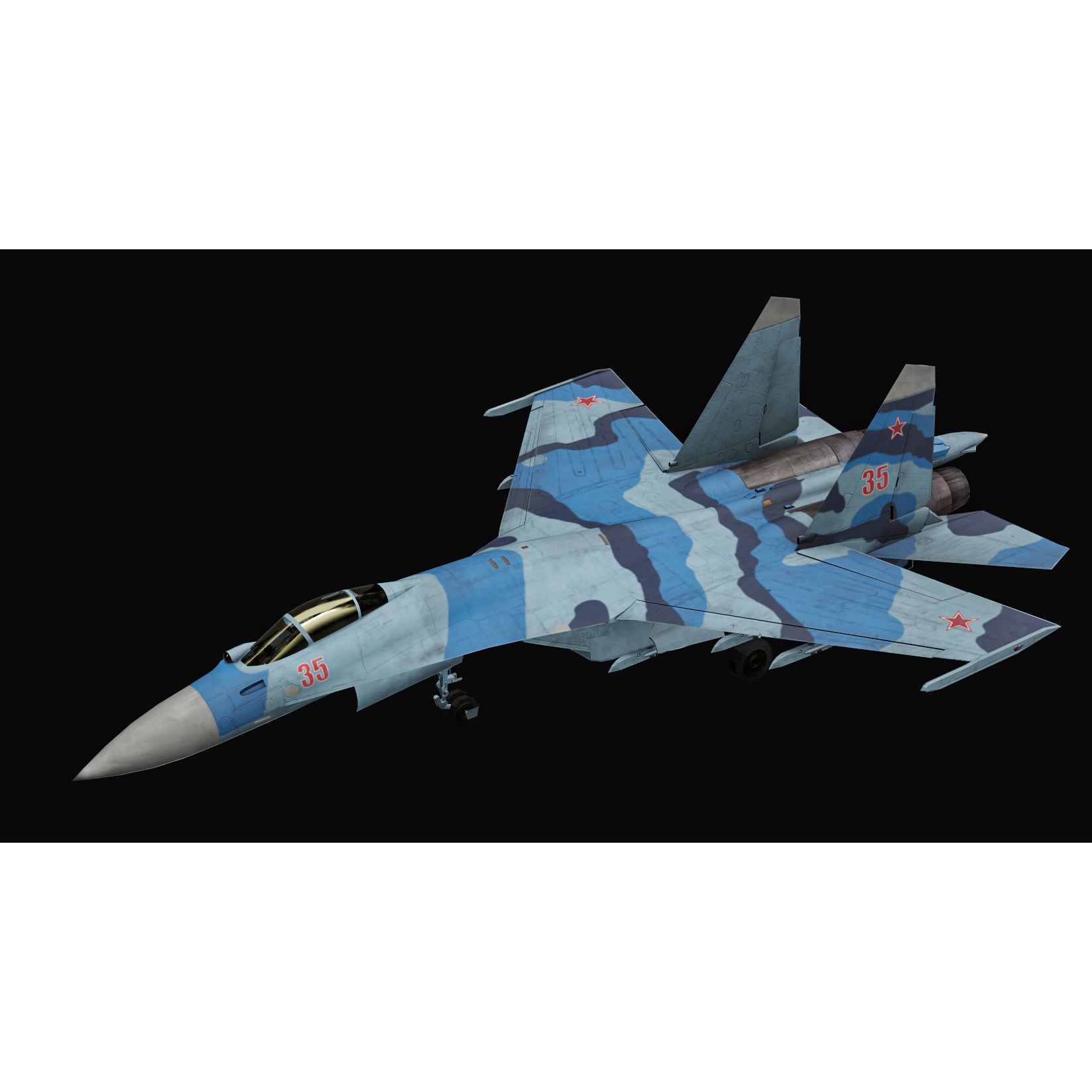 Su-35 Flanker-E - Low-Poly Game-Ready 3D Model - View 18