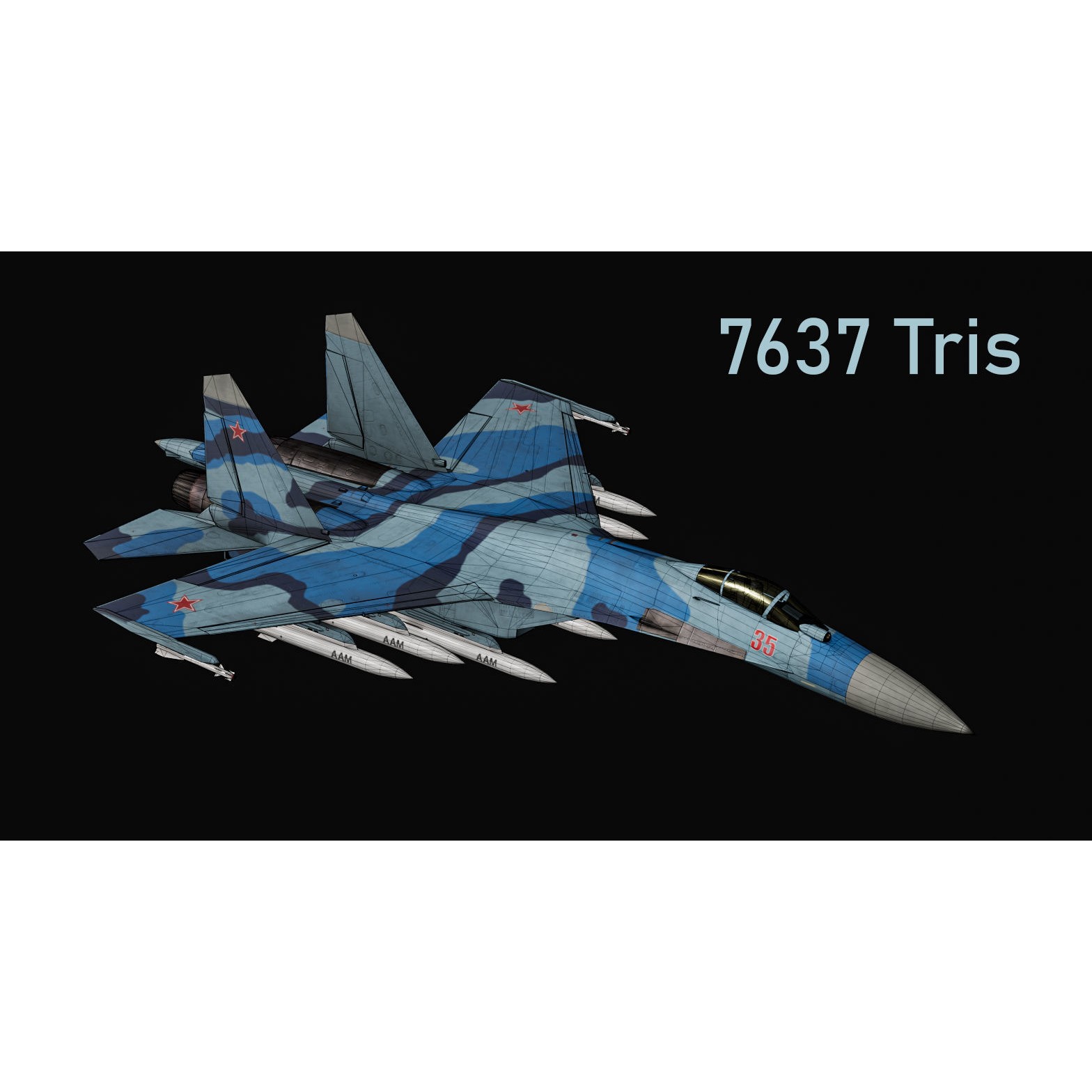 Su-35 Flanker-E - Low-Poly Game-Ready 3D Model - View 19
