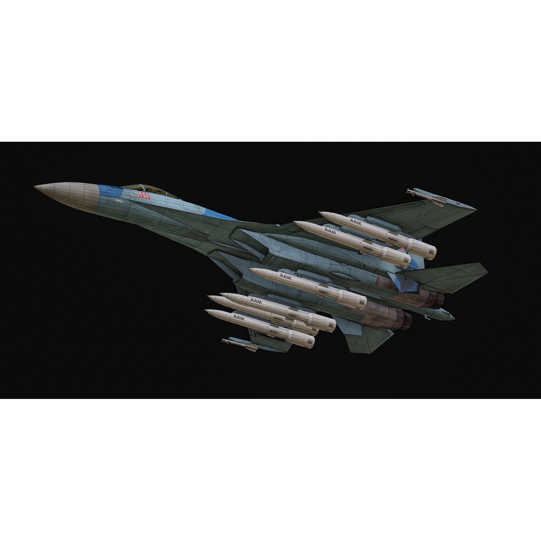 Su-35 Flanker-E - Low-Poly Game-Ready 3D Model - View 20