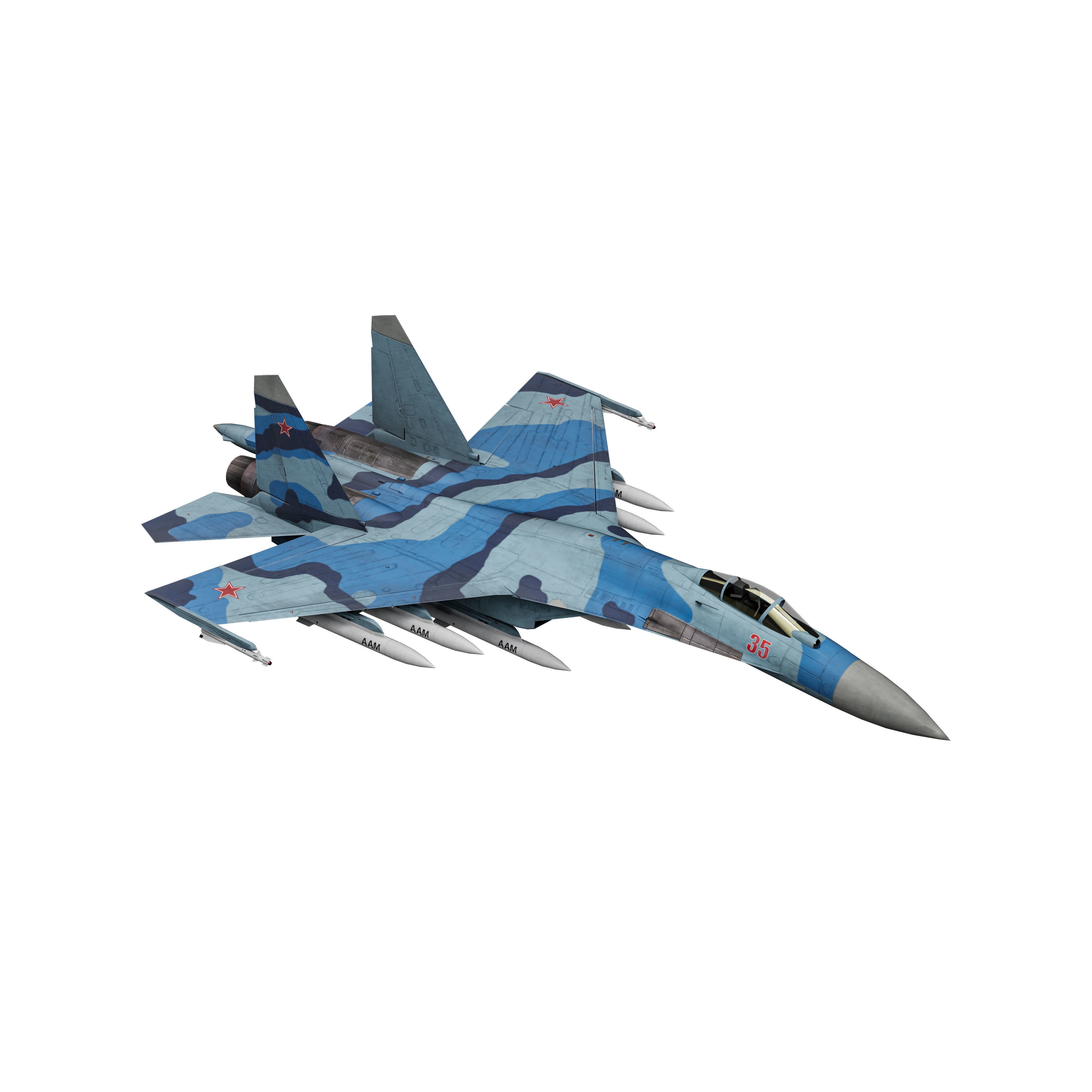 Su-35 Flanker-E - Low-Poly Game-Ready 3D Model - View 3