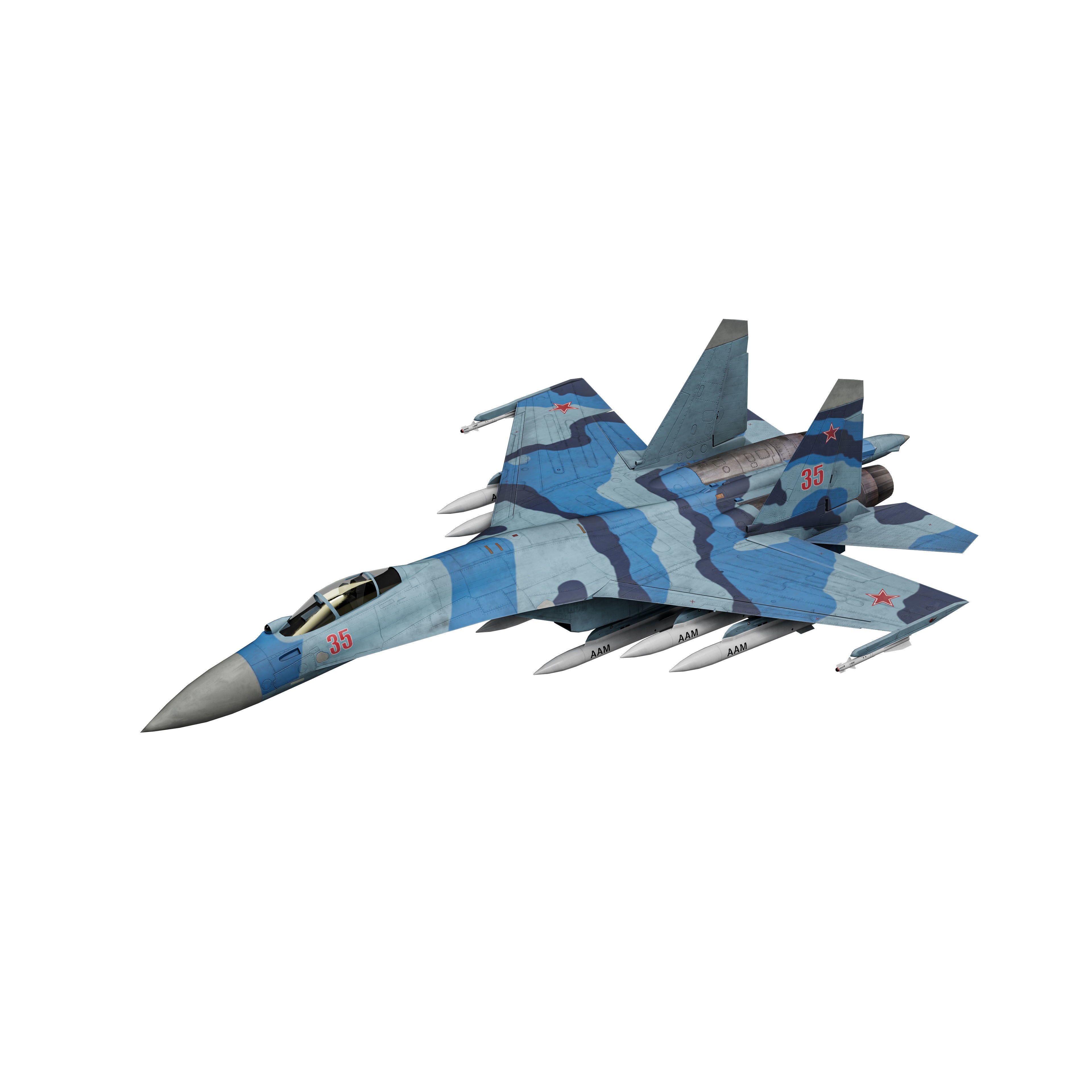 Su-35 Flanker-E - Low-Poly Game-Ready 3D Model - View 4